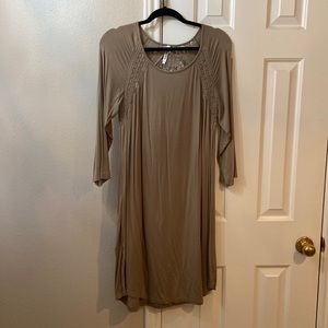 Olive green dress with crocheted details